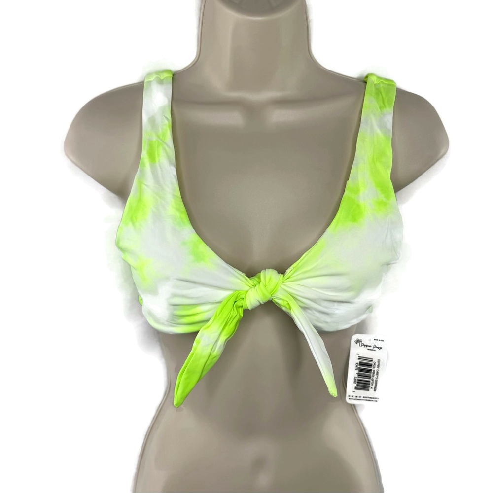 Dippin Daisy’s Neon Green and White Front Tie Bikini size Medium